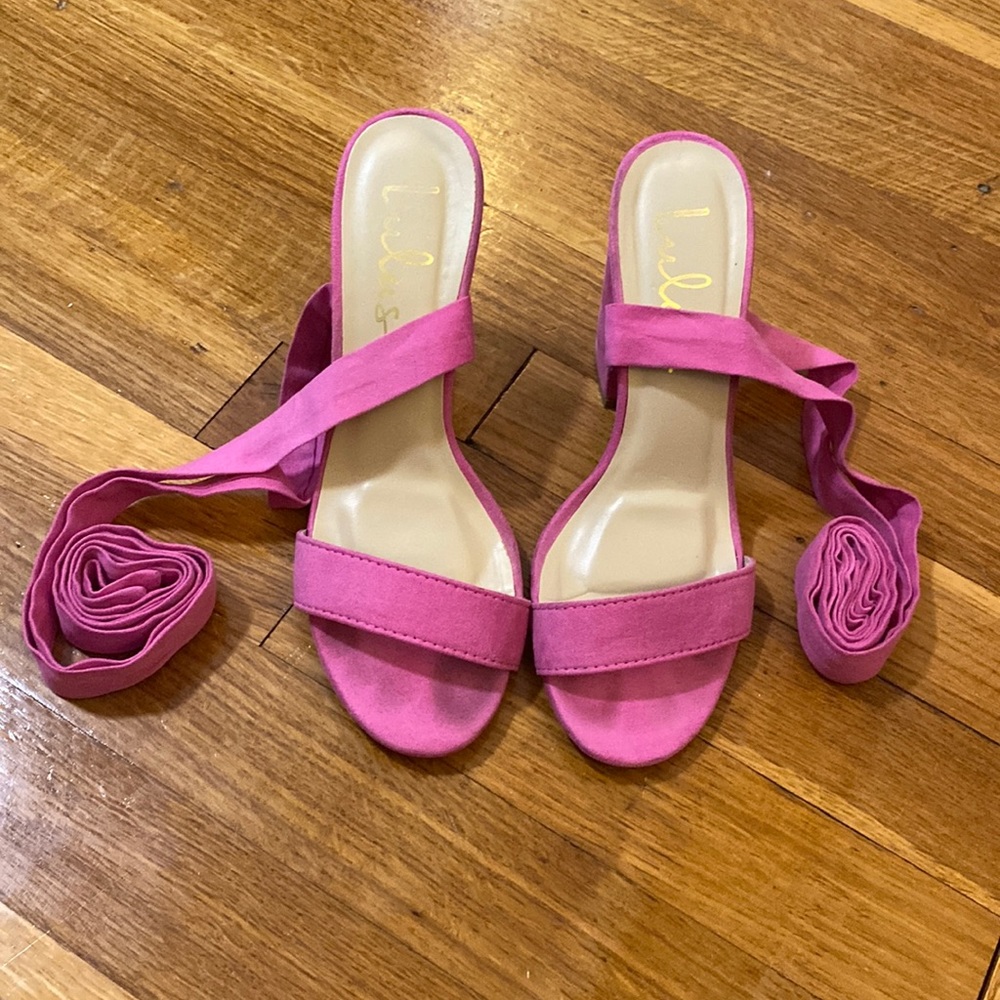 Lulus Pink Faux Suede Sandals 6.5